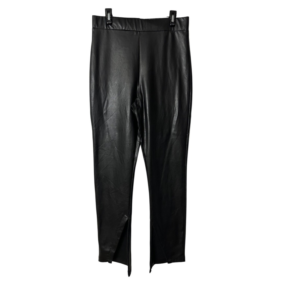 NWT Avec Les Filles Anthropologie Womens Black Faux‎ Leather Pants Size large
